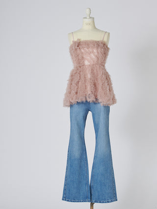 Embroidered Tulle Peplum Bustier Top