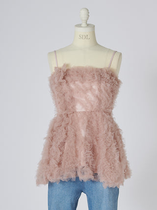 Embroidered Tulle Peplum Bustier Top