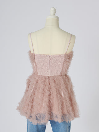 Embroidered Tulle Peplum Bustier Top