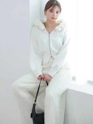 Ruffle Detail Zip-Up Hoodie