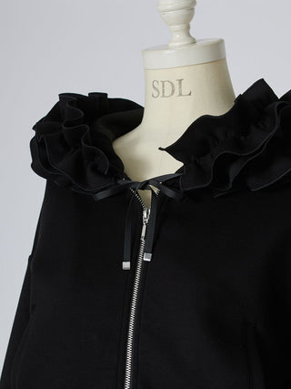 Ruffle Detail Zip-Up Hoodie