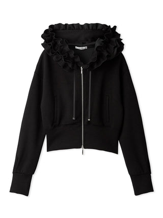Ruffle Detail Zip-Up Hoodie