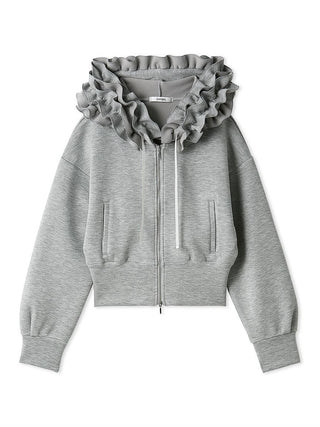 Ruffle Detail Zip-Up Hoodie