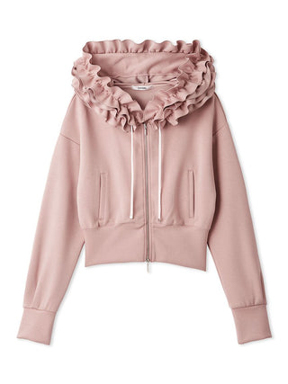 Ruffle Detail Zip-Up Hoodie