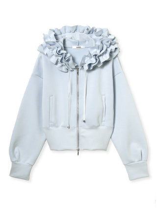 Ruffle Detail Zip-Up Hoodie