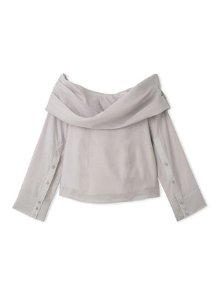  Sheer Off Shoulder Blouse in gray beige, A Premium, Fashionable, and Trendy Women's Tops at SNIDEL USA