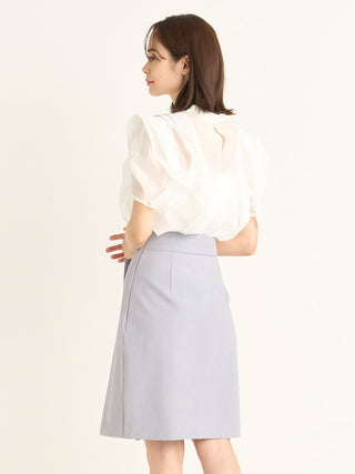 Sheer Frill Blouse in white, A Premium, Fashionable, and Trendy Women's Tops at SNIDEL USA