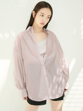  Sheer Long Sleeve Overshirt in light pink, A Premium, Fashionable, and Trendy Women's Tops at SNIDEL USA