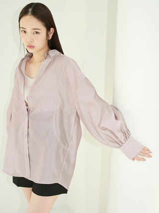  Sheer Long Sleeve Overshirt in light pink, A Premium, Fashionable, and Trendy Women's Tops at SNIDEL USA