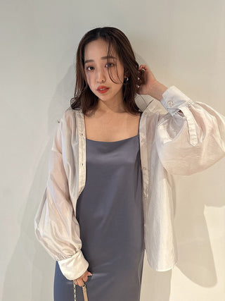  Sheer Long Sleeve Overshirt in ivory, A Premium, Fashionable, and Trendy Women's Tops at SNIDEL USA