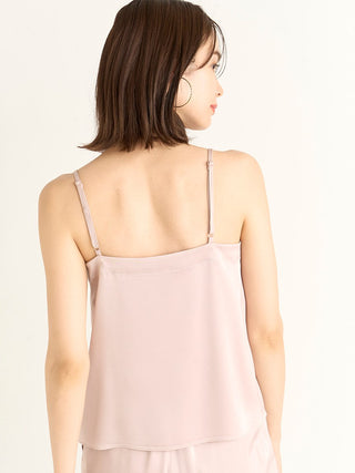 Sustainable Acetate Satin Cami Tops in pink-beige, A Premium, Fashionable, and Trendy Women's Tops at SNIDEL USA