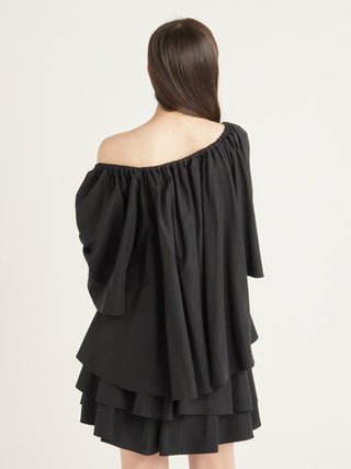 Off Shoulder Tunic Blouse in black, A Premium, Fashionable, and Trendy Women's Tops at SNIDEL USA