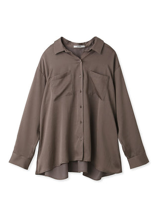  Simple Satin Long Sleeve Tops in dark brown, A Premium, Fashionable, and Trendy Women's Tops at SNIDEL USA