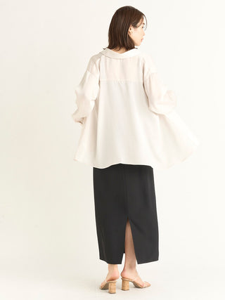  Simple Satin Long Sleeve Tops in ivory, A Premium, Fashionable, and Trendy Women's Tops at SNIDEL USA