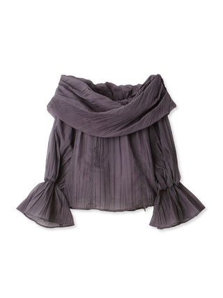 Off the Shoulder Washer Sheer Blouse in purple, Premium Fashionable Women's Tops Collection at SNIDEL USA