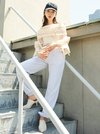 Off the Shoulder Washer Sheer Blouse in ivory, Premium Fashionable Women's Tops Collection at SNIDEL USA