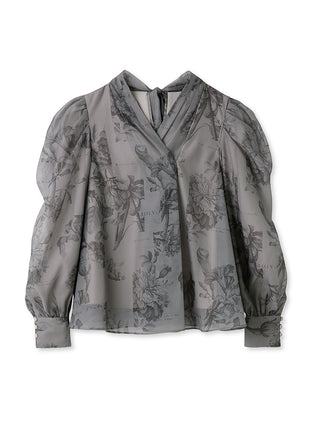 Organdy See-Through Long Sleeve Blouse in Gray, Premium Fashionable Women's Tops Collection at SNIDEL USA