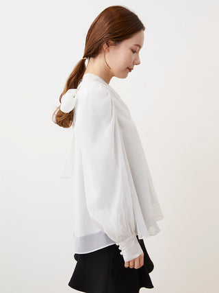 Organdy See-Through Long Sleeve Blouse in Ivory, Premium Fashionable Women's Tops Collection at SNIDEL USA