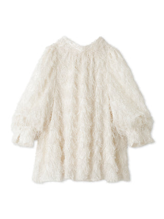 Textured Fringe Blouse in Ivory, Premium Fashionable Women's Tops Collection at SNIDEL USA.