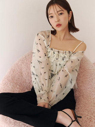 Frilled Cami & Bolero Set in Flower print, Premium Fashionable Women's Tops Collection at SNIDEL USA.