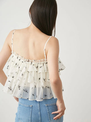 Frilled Cami & Bolero Set in Flower print, Premium Fashionable Women's Tops Collection at SNIDEL USA.