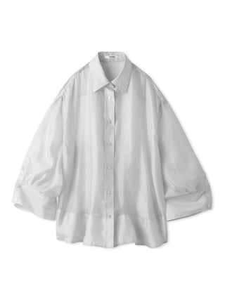 Sheer Button-Up Blouse in Light Gray at Premium Fashionable Women's Tops Collection at SNIDEL USA