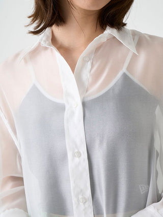 Sheer Button-Up Blouse in White at Premium Fashionable Women's Tops Collection at SNIDEL USA