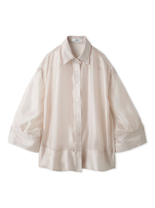 Sheer Button-Up Blouse in Pink Beige at Premium Fashionable Women's Tops Collection at SNIDEL USA