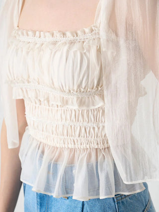 Bow Tie Strap Smocked Cropped Top