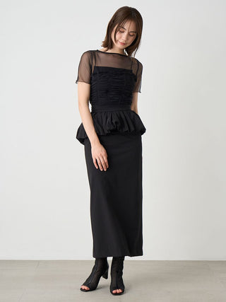 Ruched Bustier Tops in Black a Premium Fashionable Women's Tops Collection at SNIDEL USA