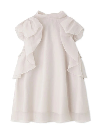 Sustainable High Neck Sleeveless Ruffle Blouse in OFF WHITE, Premium Fashionable Women's Tops Collection at SNIDEL USA.