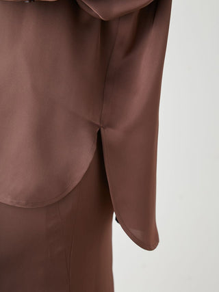 Relaxed Fit Satin Long Sleeve Shirt in Brown, Women's Luxurious Loungewear Outfits & Accessories at SNIDEL USA