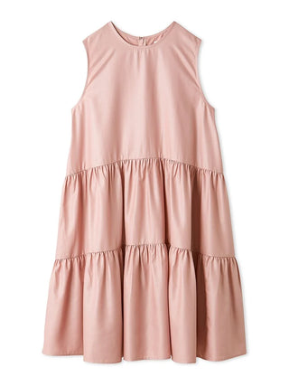 Sleeveless Tiered Faux Leather Mini Dress in Pink, Luxury Women's Dresses at SNIDEL USA