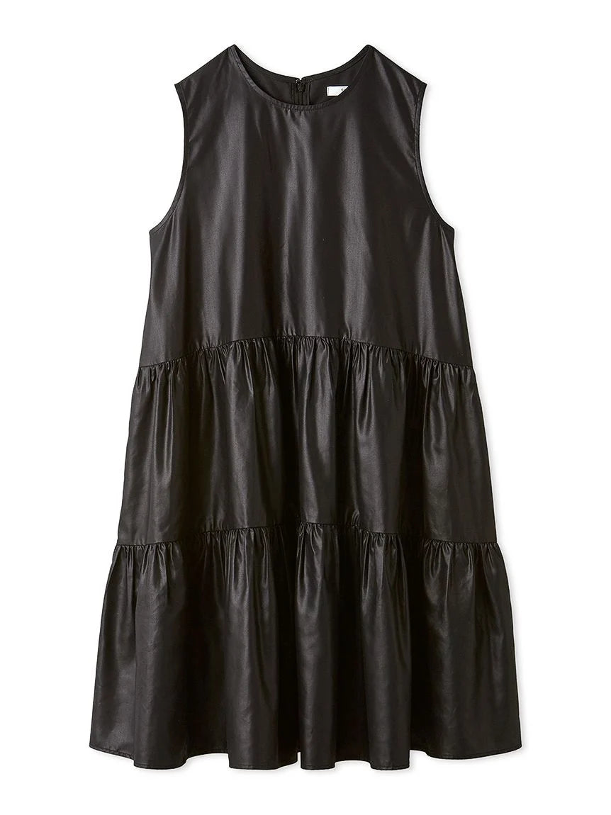 Sleeveless Tiered Faux Leather Mini Dress SNIDEL Sleeveless Tiered Faux Leather Mini Dress SNIDEL