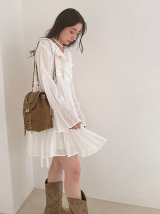 Cotton Like Ruffle Collar Tunic