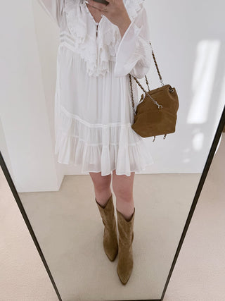 Cotton Like Ruffle Collar Tunic