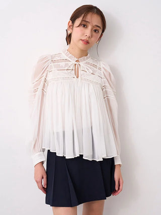 Pleated Puff Sleeve Boho Blouse