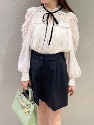 Pleated Puff Sleeve Boho Blouse