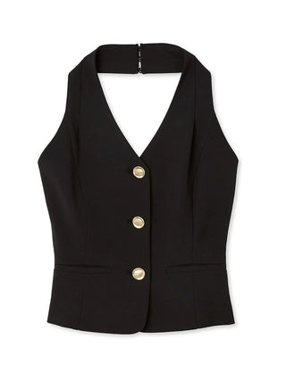 Sustainable Halter Vest in Navy, Premium Fashionable Women's Tops Collection at SNIDEL USA