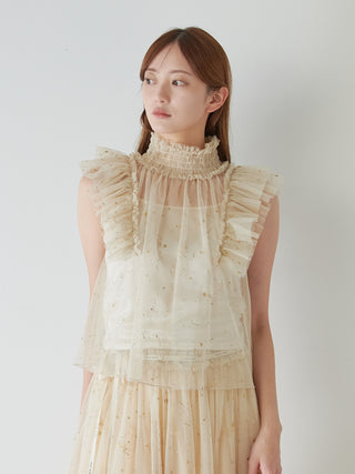 [Chacott] Tulle Blouse