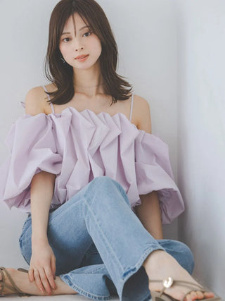 Off-Shoulder Balloon Sleeve Blouse