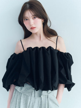 Off-Shoulder Balloon Sleeve Blouse