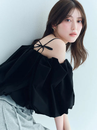 Off-Shoulder Balloon Sleeve Blouse