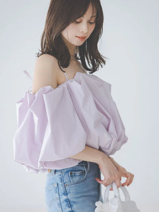 Off-Shoulder Balloon Sleeve Blouse