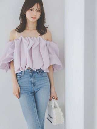 Off-Shoulder Balloon Sleeve Blouse