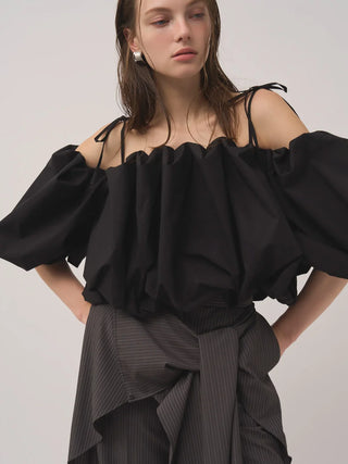Off-Shoulder Balloon Sleeve Blouse