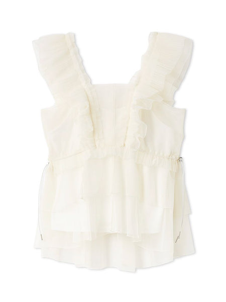 Sustainable Tulle Peplum Blouse – SNIDEL