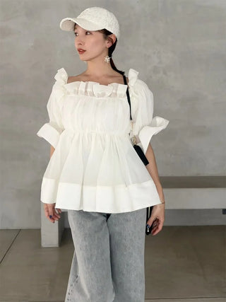 Gathered Frill Tunic Top