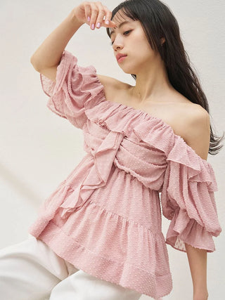 Off-Shoulder Tiered Ruffle Blouse
