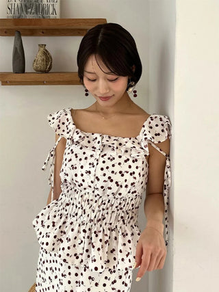 Sustainable Fruit Print Shirred Blouse